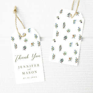 Watercolor olive tree branches wedding thank you gift tags