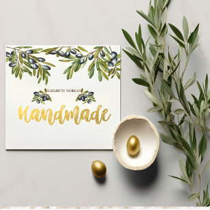 Watercolor Olives Branch,Handmade Square  Business Card