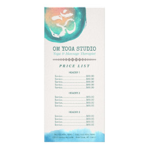 Watercolor Om Symbol YOGA Instructor Price List Rack Card