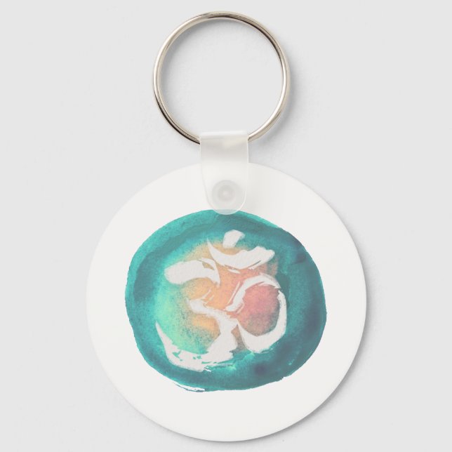 Watercolor Om Symbol YOGA Meditation Instructor Key Ring (Front)