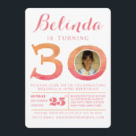 Watercolor Ombre 30th Birthday Party Photo Invite<br><div class="desc">Designer,  unique,  ombre pinks and apricots/peaches coloured ladies 30th birthday invite cards. personalise with your own party details and your own photo. Each invite comes with a free matching size envelope included in the affordable cost.</div>