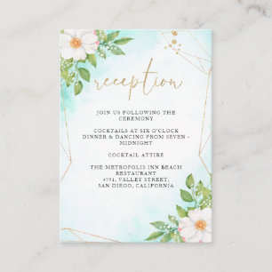 Watercolor Ombre Anemone Floral Wedding Reception Enclosure Card