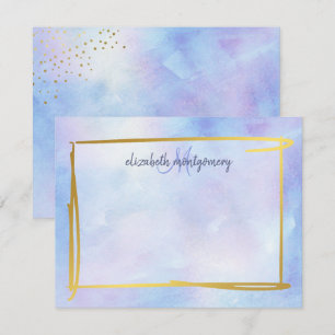 Watercolor Ombre Blue Purple Gold Personalised Card