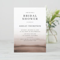 Watercolor Ombre Brown Modern Bridal Shower