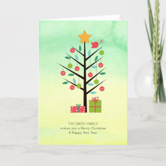 Watercolor Ombre Christmas Tree Holiday Card