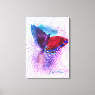 Watercolor Ombre Pink and Purple Butterfly Canvas Print