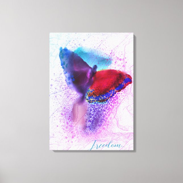 Watercolor Ombre Pink and Purple Butterfly Canvas Print (Front)