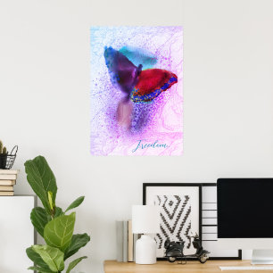 Watercolor Ombre Pink and Purple Butterfly Poster