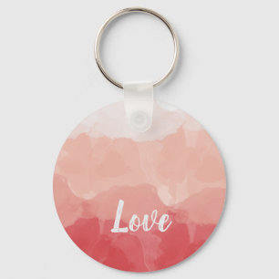 Watercolor Ombre Red and Pink Gradient Love Key Ring