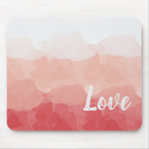 Watercolor Ombre Red and Pink Gradient Love Mouse Pad