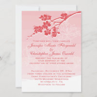Watercolor Ombre Red Spring Blossoms Wedding