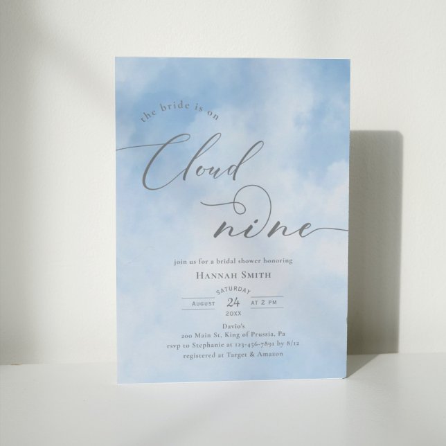 Watercolor On Cloud 9 Bridal Shower Invitation (Creator Uploaded)