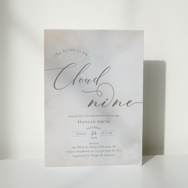 Watercolor On Cloud 9 Bridal Shower Invitation (Creator Uploaded)