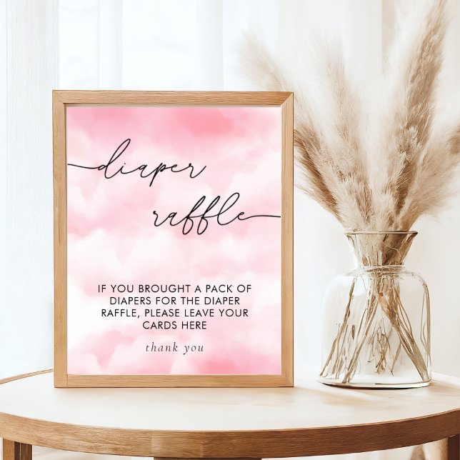 Watercolor On Cloud 9 Diaper Raffle Poster (Creator Uploaded)