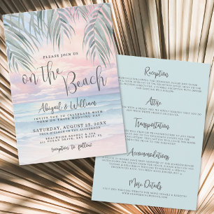 Watercolor On The Beach Wedding All In One Invitation