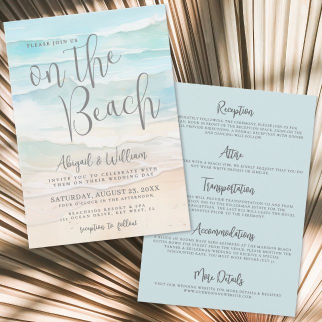 Watercolor On The Beach Wedding All In One Invitation (Watercolor On The Beach Wedding All In One Invitation)