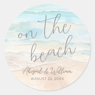 Watercolor On The Beach Wedding Classic Round Sticker