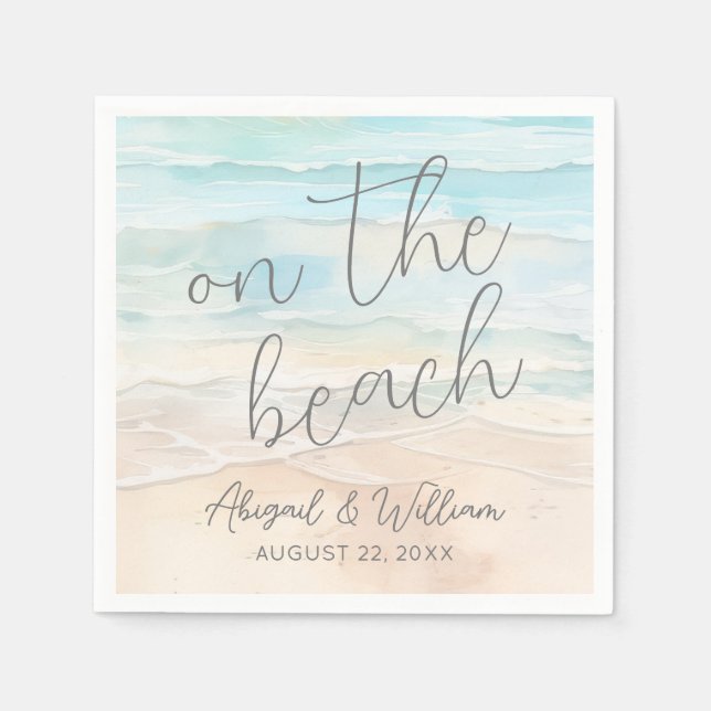 Watercolor On The Beach Wedding Napkin