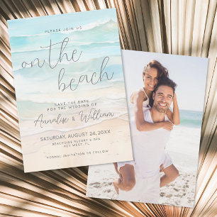 Watercolor On The Beach Wedding Save The Date