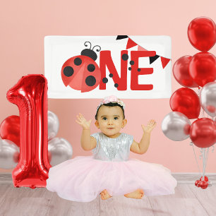Watercolor ONE Ladybug 1st Birthday Mini Banner