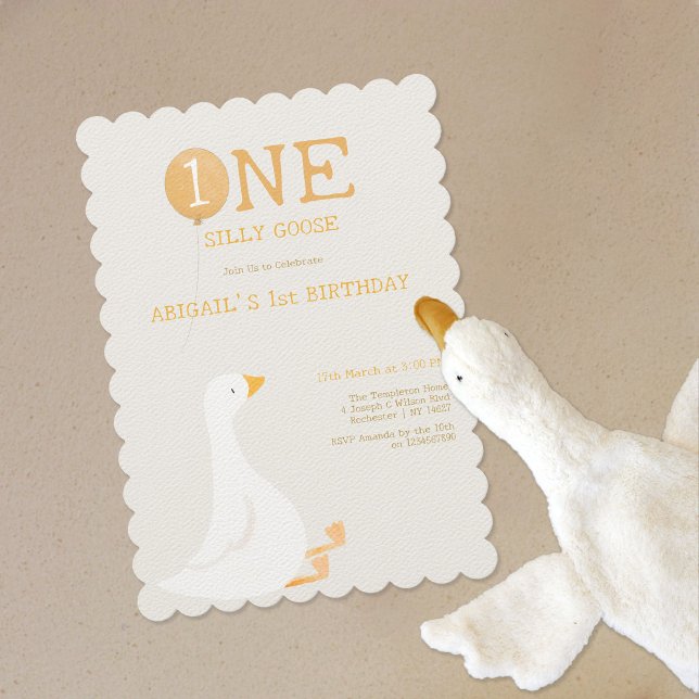 Watercolor One Silly Goose Wildflower 1st Birthday Invitation (Creator Uploaded)