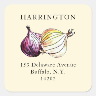 Watercolor Onions Hand-Drawn Return Address Label