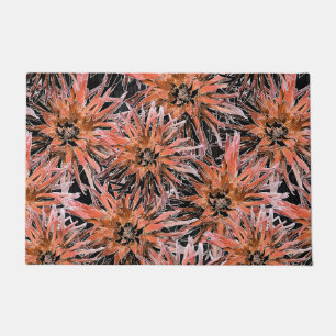 Watercolor orange and brown flowers. doormat