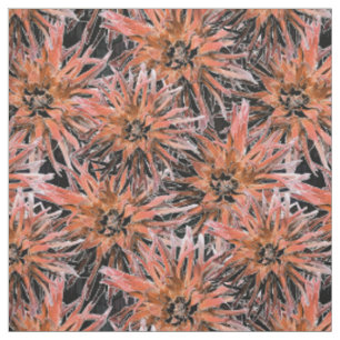 Watercolor orange and brown flowers. fabric