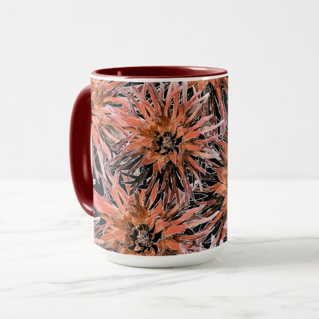 Watercolor orange and brown flowers.  mug (Front Left)