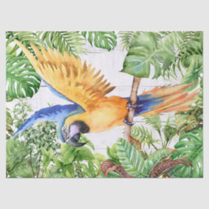 Watercolor Orange Blue Parrot Tissue Paper