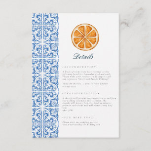 Watercolor Orange Blue tile Mediterranean Details Enclosure Card