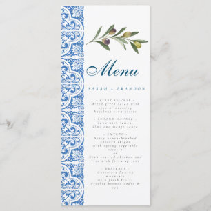 Watercolor Orange Blue tile MediterraneanOlive Menu