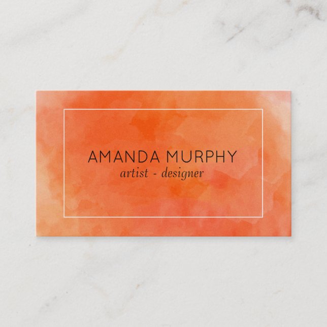 Watercolor (orange) business card (Front)