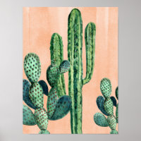 Watercolor Orange Cactus Southwest Poster