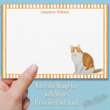 Watercolor Orange Cat with Stripes Personalised