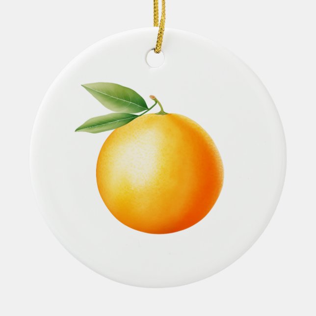 Watercolor Orange Ceramic Tree Decoration (Front)