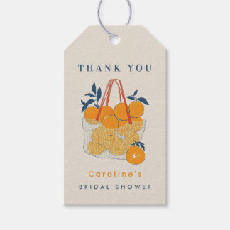 Watercolor Orange Citrus Bridal Branch Thank You Gift Tags