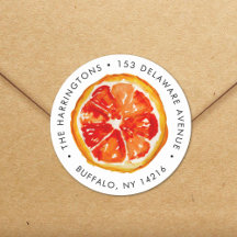 Watercolor Orange Citrus Hand-Drawn Return Address