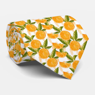 Watercolor Orange Citrus Pattern Tie