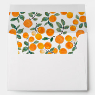 Watercolor Orange Custom Shower Return Address Envelope