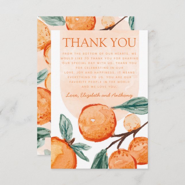 Watercolor Orange Cutie Thank You Card (Front/Back)