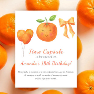 Watercolor Orange cutie Time Capsule 1st birthday Poster