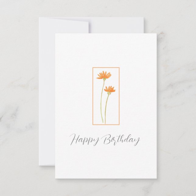  Watercolor Orange Daisies Card (Front)