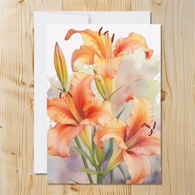 Watercolor Orange  Daylilies  Holiday Card (Creator Uploaded)