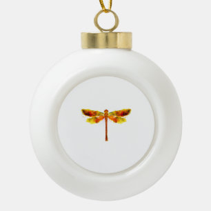 Watercolor Orange Dragonfly Yellow Dragon Fly Ceramic Ball Christmas Ornament