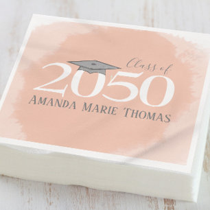 Watercolor Orange Elegant Graduation Party Napkin