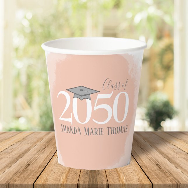 Watercolor Orange Elegant Simple Graduation Paper Cups (Creator Uploaded)