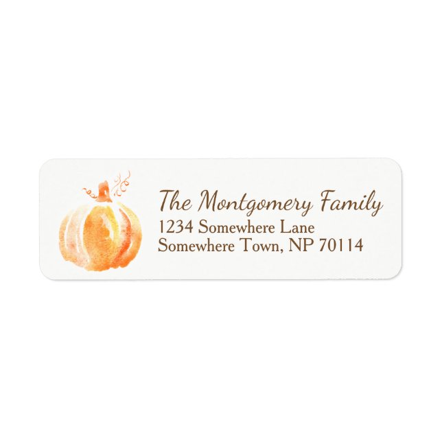 Watercolor Orange Fall Harvest Pumpkin (Front)