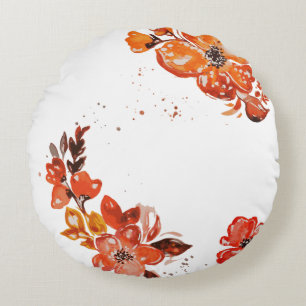Watercolor orange floral compact mirror round cushion