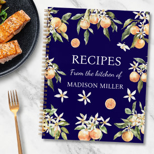Watercolor Orange Floral Family Recipe Book